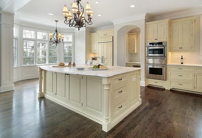 shiny laminate flooring in modern kitchen in Ridley Park